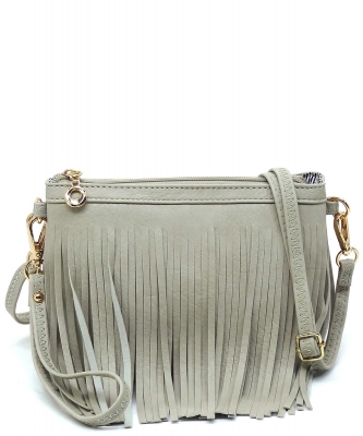 Western Fringe Clutch Cross Body Bag E091 GRAY